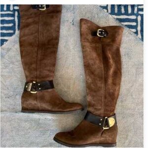 Napoleoni 8 Brown Knee-High Boots with Black Accents